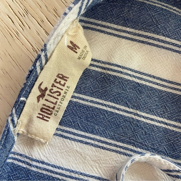 HOLLISTER Blue and White Striped Bell Sleeve Long Sleeve Top Women’s Medium - Picture 6 of 7